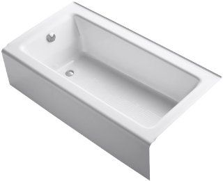 KOHLER K 875 0 Bellwether Bath with Integral Apron and Left hand Drain, White   Cast Iron Bathtub  