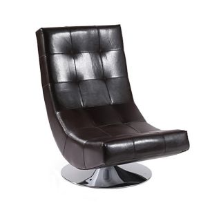 Mario Brown Bonded Leather Armless Swivel Club Chair