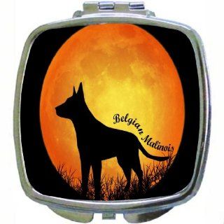 Rikki KnightTM Belgian Malinois Dog Silhouette By Moon Design Compact Mirror  Personal Makeup Mirrors  Beauty