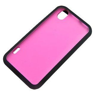 Hybrid TPU Skin Cover for LG Marquee LS855, Black/Hot Pink Cell Phones & Accessories