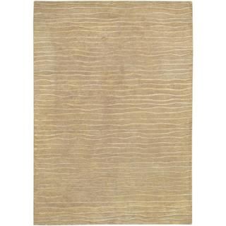 Hand crafted Solid Color Vinyasa Halcyon Taupe Brown Rug (36 X 56)