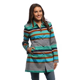 Womens Multicolored Striped Trench Coat