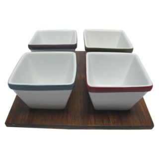 Threshold™ Bamboo Tray with 4 Ceramic Dip Bowls
