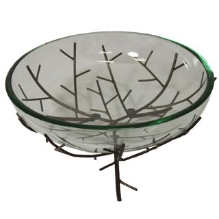 Casa Cortes Natures Branch Glass Bowl Center Piece And Metal Stand