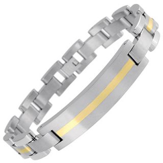 Mens Titanium Bracelet with 14K Gold Inlay Accents   Zales