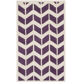 Safavieh Handmade Moroccan Chatham Purple/ Ivory Geometric pattern Wool Rug (4 X 6)