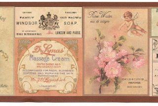 Soap and Flower Labels   Bathroom Wallpaper Border    