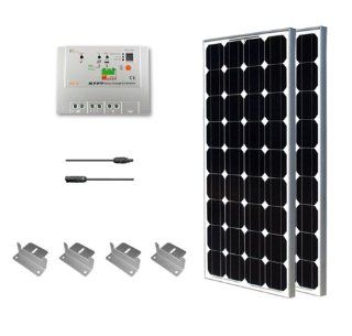 Premium Solar Kit 200W off grid 2pc 100W solar panels UL Listed+ MPPT 20Amp charge controller+ 20' Adapter Kit+ Mounting Z Brackets  Patio, Lawn & Garden