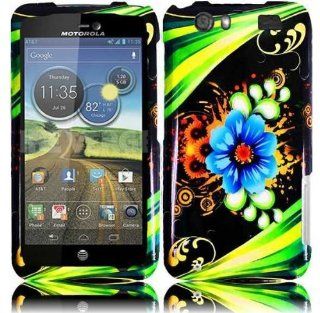 Motorola Atrix 3 MB886 Atrix HD   Design Cover   Aqua Flower Cell Phones & Accessories