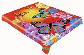 Butterfly 808 Red Mink Style Queen Blanket   Bed Blankets