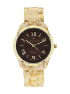 Womens Gold & Brown Watch by Christian Van Sant