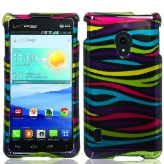 Rainbow Zebra Hard Cover Case for LG Lucid 2 VS870 PG 96 Cell Phones & Accessories