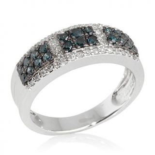 0.49ct Blue and White Diamond Sterling Silver Band Ring