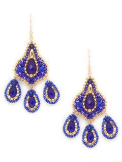 Blue & Gold Chandelier Earrings by Miguel Ases
