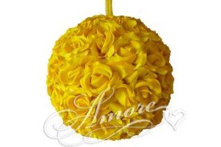 6 inches Wedding Silk Pomander Kissing Ball Saffron Yellow  Artificial Flowers  
