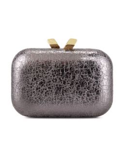 Margo Crinkled Metallic Box Clutch Bag, Pewter   Kotur
