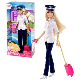 Mattel Year 2013 Barbie I Can Be Series 12 Inch Doll Set   PILOT Barbie (W3739) with Pilot Hat and Rolling Suitcase Toys & Games