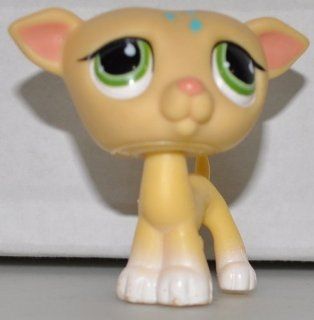 Greyhound #875 (Yellow, Green Eyes, Blue Flowers on head) Littlest Pet Shop (Retired) Collector Toy   LPS Collectible Replacement Single Figure   Loose (OOP Out of Package & Print) 
