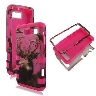 2D Hybrid 3 in 1 Pink Buck Deer Realtree Motorola Electrify M XT901 U.S Cellular High Impact Shock Defender Plastic Outside with Soft Silicon Inside Drop Defender Snap on Cover Case Cell Phones & Accessories