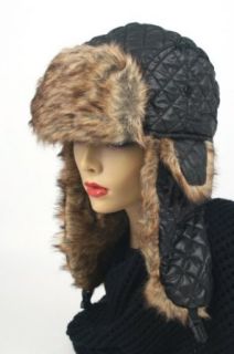 Women's Trapper Quilted Winter Ear Flap Hat 901HT (Black) Bomber Hats