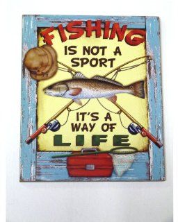 Fishing Is Not a Sport   It's a Way of Life   Fun Fishing Sign Decor   9.5" X 7.875"   Home Decor Accents