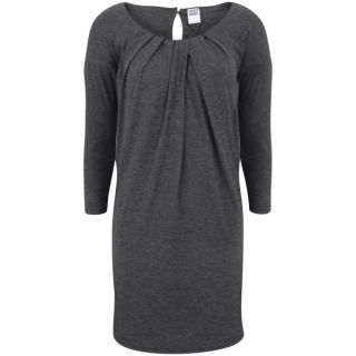 Vero Moda Womens 3/4 Sleeve Pleat Neck Dress   Dark Grey Melange      Womens Clothing