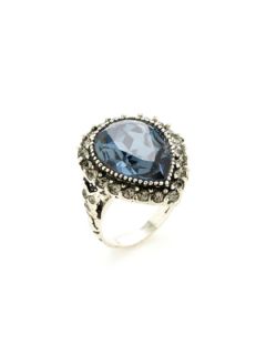 Clear Crystal Oversized Teardrop Ring by Azaara Vintage