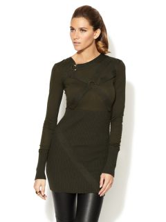 Banded Crossover Panel Sweater by L.A.M.B.