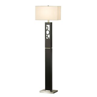 Nova Lighting 62 in Dark Brown Wood Brushed Nickel and Mirror Indoor Floor Lamp with Fabric Shade