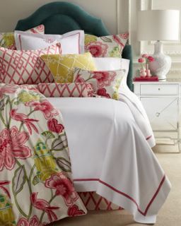 Queen White Coverlet with Pink Trim, 90 x 96   Legacy Home