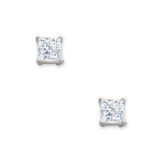 CT. T.W. Princess Cut Diamond Solitaire Stud Earrings in 14K White