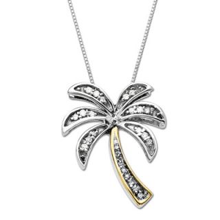 online only 1 10 ct t w diamond palm tree necklace in sterling silver