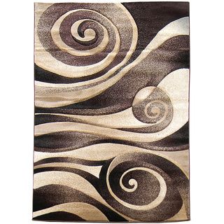 Sculpture Abstract Chocolate Swirl Design Area Rug (5 X 7)