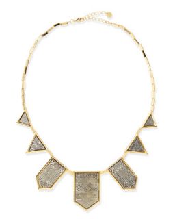 Two Tone Engraved Station Necklace   House of Harlow