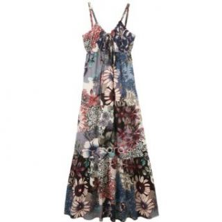 New Fashion Shoulder Straps Bohemia Floral Print Long Maxi Dress Sundress