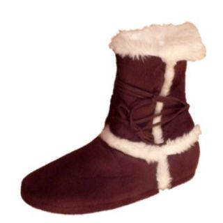Urbanology Womens Chocolate Brown Faux Suede Booties Fur Boot Slippers Bootie Shoes