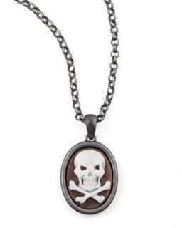 Hand Carved Skull Cameo Necklace   AMEDEO