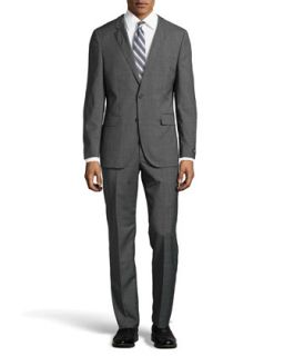 James Windowpane Check Suit, Medium Gray