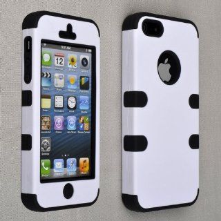 Neewer 	 White Hard Shell Black Silicone Case Hybrid Snap On Cover for iPhone 5 Cell Phones & Accessories