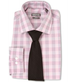 Kenneth Cole New York L/S Slim Fit Wrinkle Free Check Dress Shirt Mens Long Sleeve Button Up (Pink)