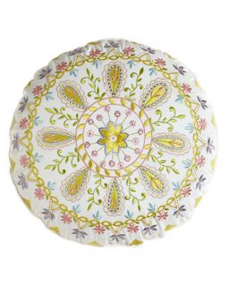 Round Pillow with Embroidery, 14Dia.   Dena Home