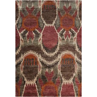 Hand woven Abstract Turbo Red Abstract Hemp Rug (8 X 11)