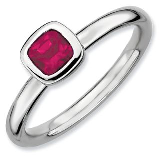 Stackable Expressions™ Cushion Cut Lab Created Ruby Ring in Sterling