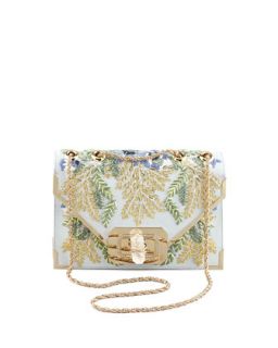 Valentina Floral Embroidered Envelope Clutch Bag, Blue/Multi   Marchesa