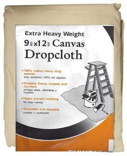 Paint Essentials 9 Feet x 12 Feet Canvas Drop Cloth EHW912 Extra Heavy Weight    