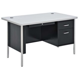 Sandusky Steel Teachers Desk Q4830 Size Single Pedestal, Color Black / Medi