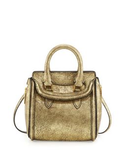 Heroine Mini Metallic Satchel Bag, Gold   Alexander McQueen