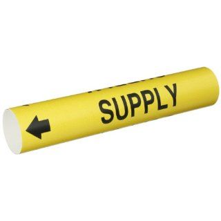 Brady 4138 C Bradysnap On Pipe Marker, B 915, Black On Yellow Coiled Printed Plastic Sheet, Legend "Supply" Industrial Pipe Markers