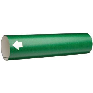 Brady 4011 D Snap On 4"   6" Outside Pipe Diameter B 915 Coiled Printed Plastic Sheet Green Color Pipe Marker Industrial Pipe Markers