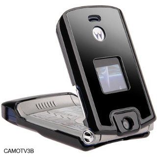 Black Hard Plastic Carry Case With Black Metal Stainless Steel Protective Cover For Motorola Razr V3 V3c V3m Moto T Mobile Verizon Cellular Phone Sold By TopDeals888 